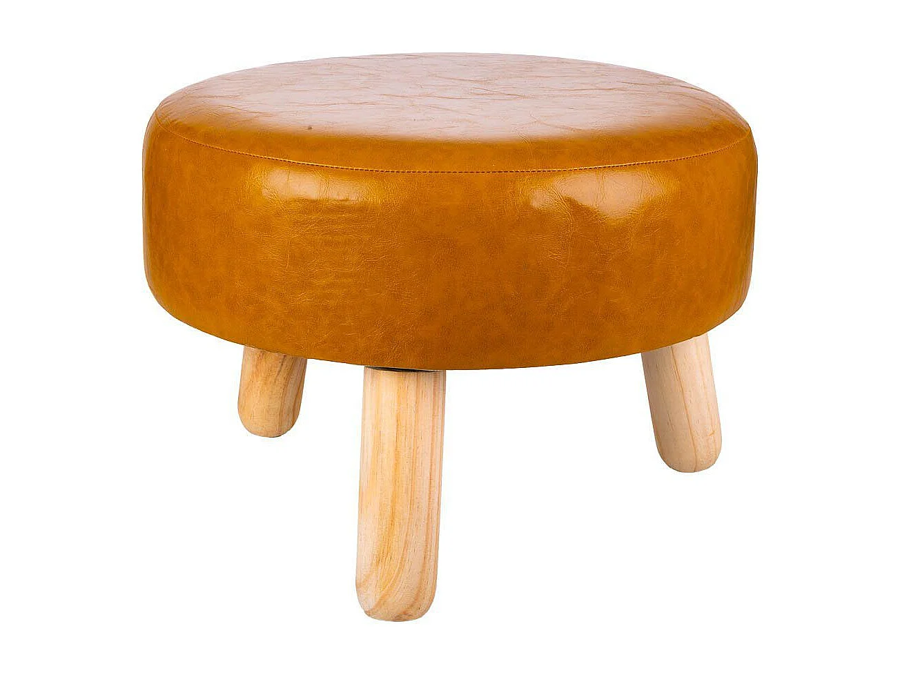 Taburete De Madera Y Polipiel