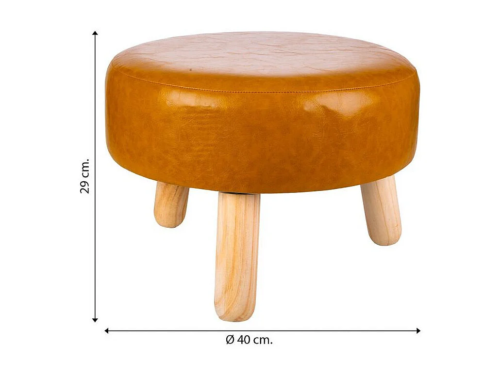 Taburete De Madera Y Polipiel