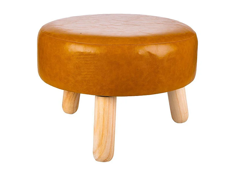 Taburete De Madera Y Polipiel