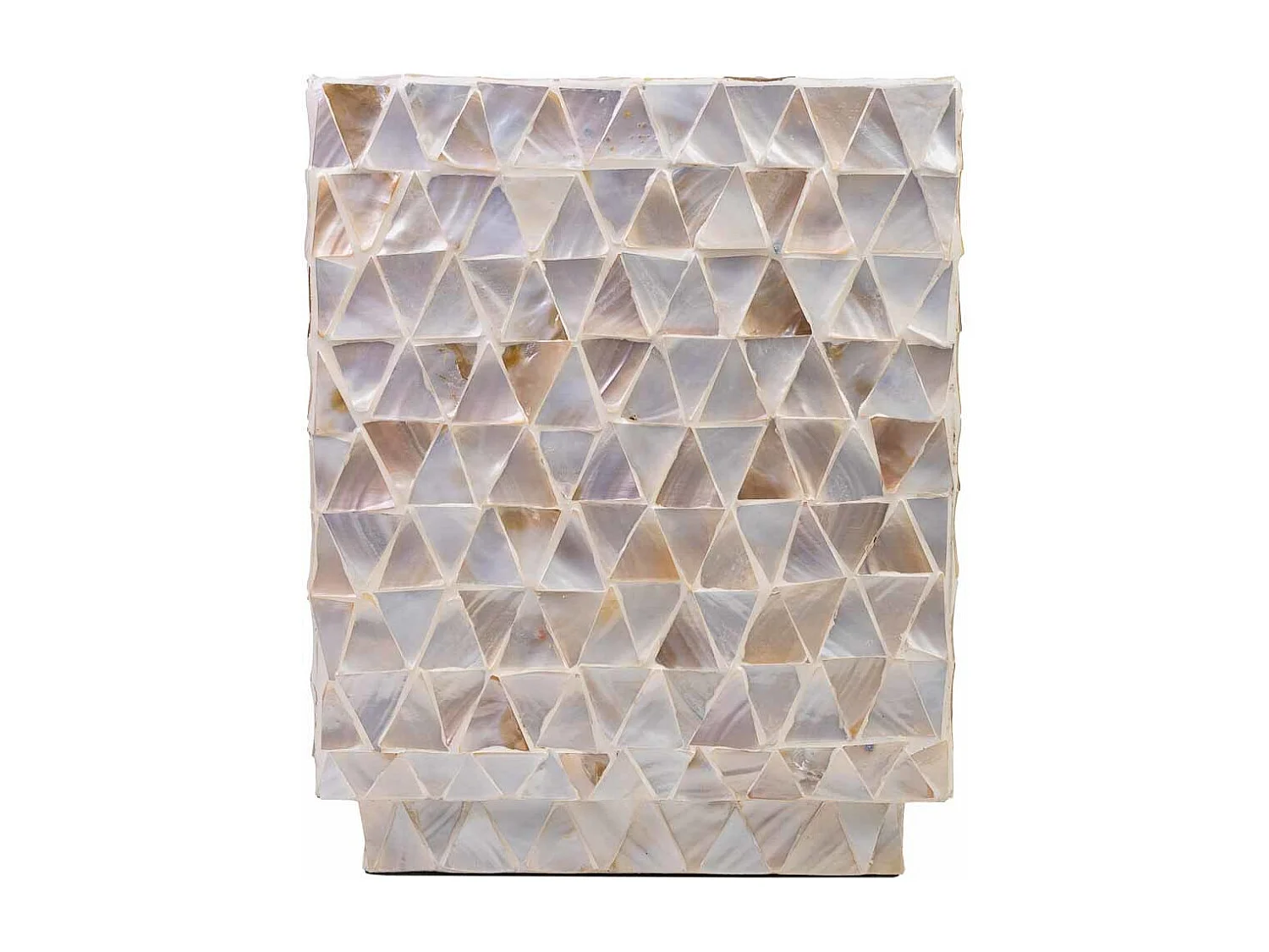 Beige houten kruk met parelmoeraccenten