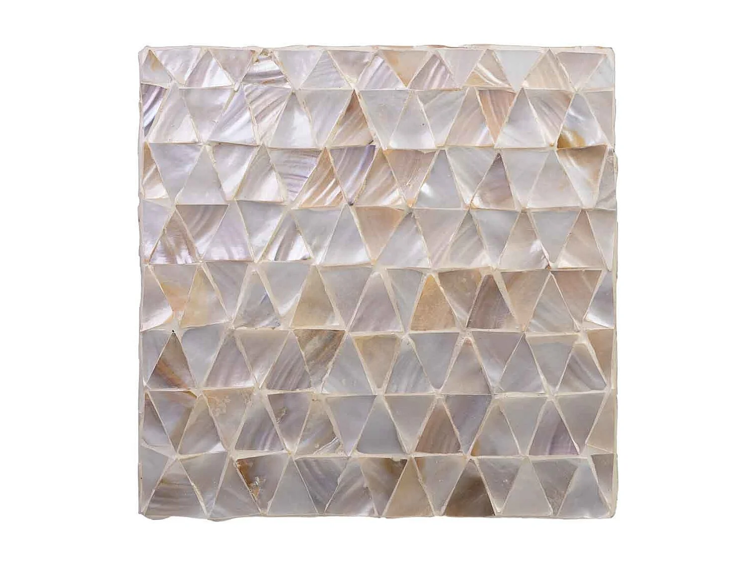 Beige houten kruk met parelmoeraccenten