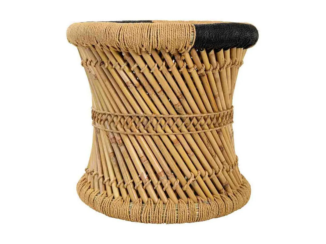 Set di 2 sgabelli in bambù naturale e nero