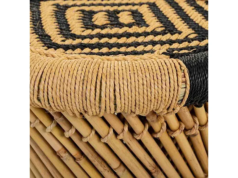 Set di 2 sgabelli in bambù naturale e nero