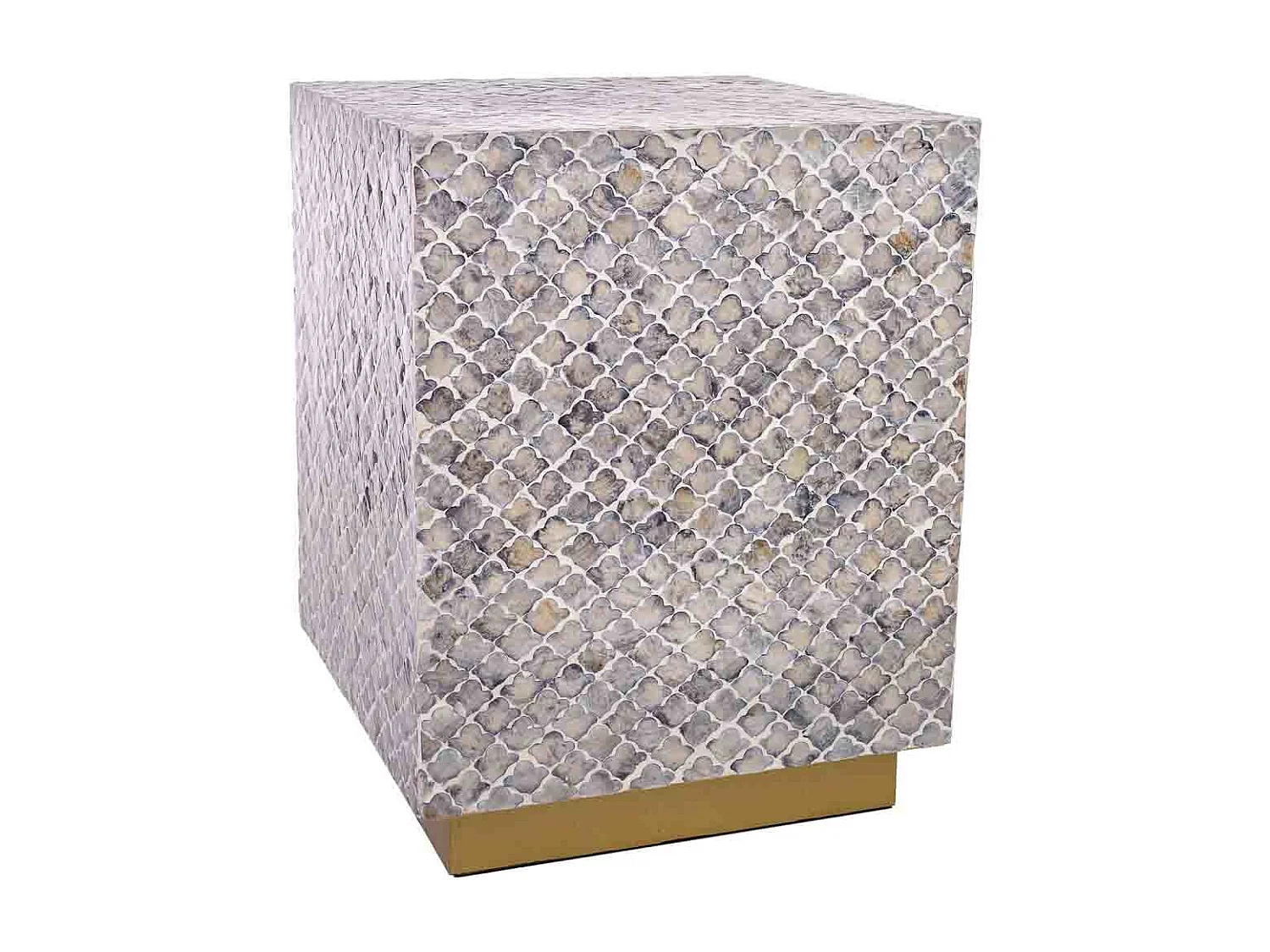 Sgabello in legno e capiz grigio