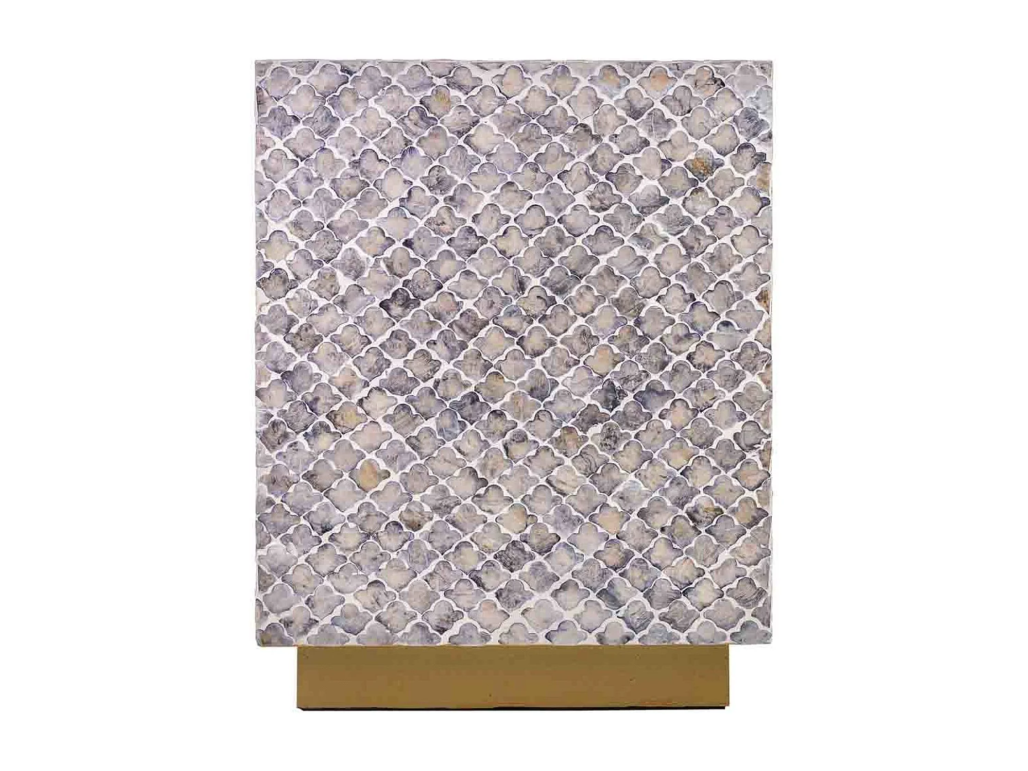 Sgabello in legno e capiz grigio