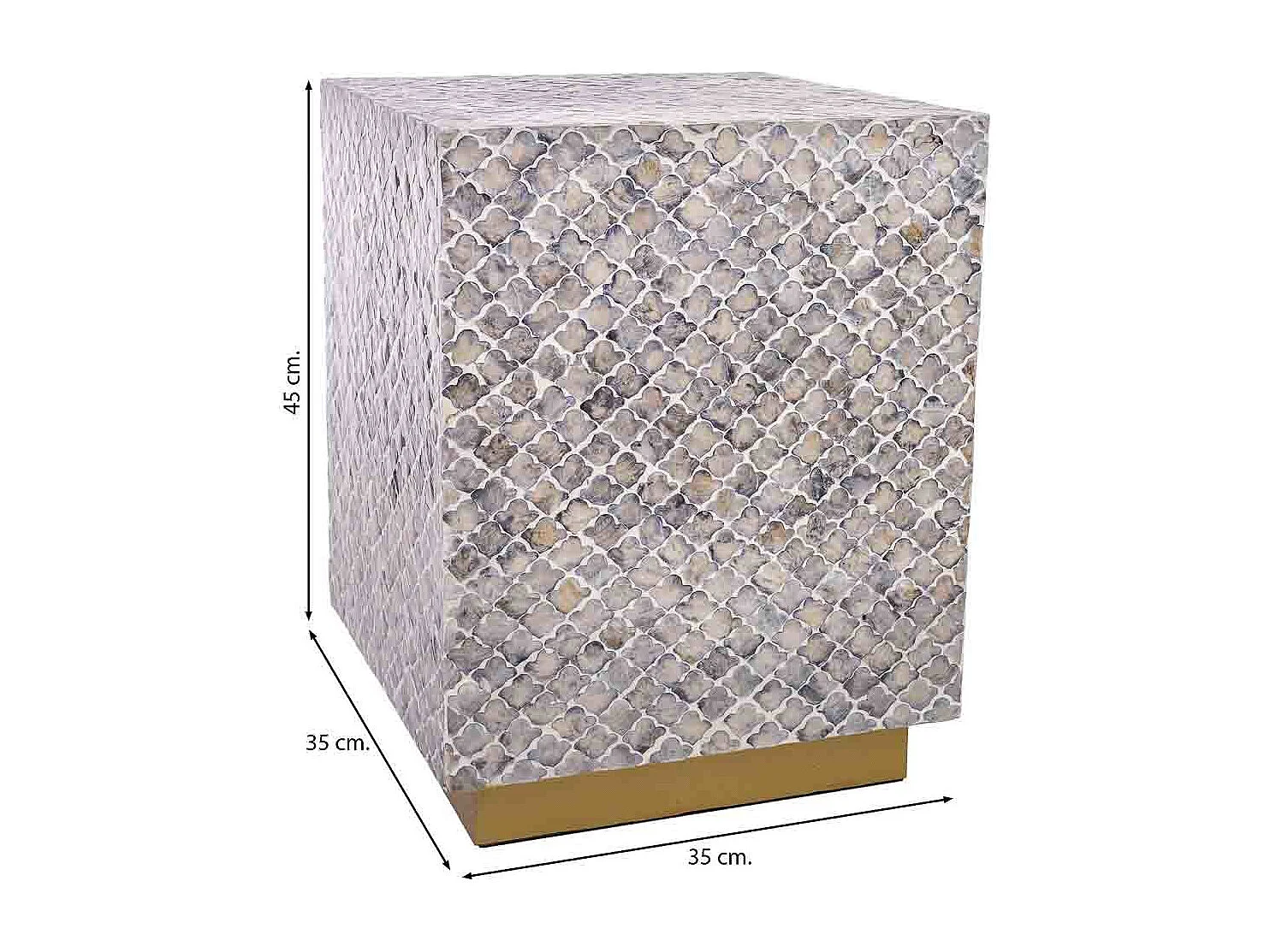 Sgabello in legno e capiz grigio