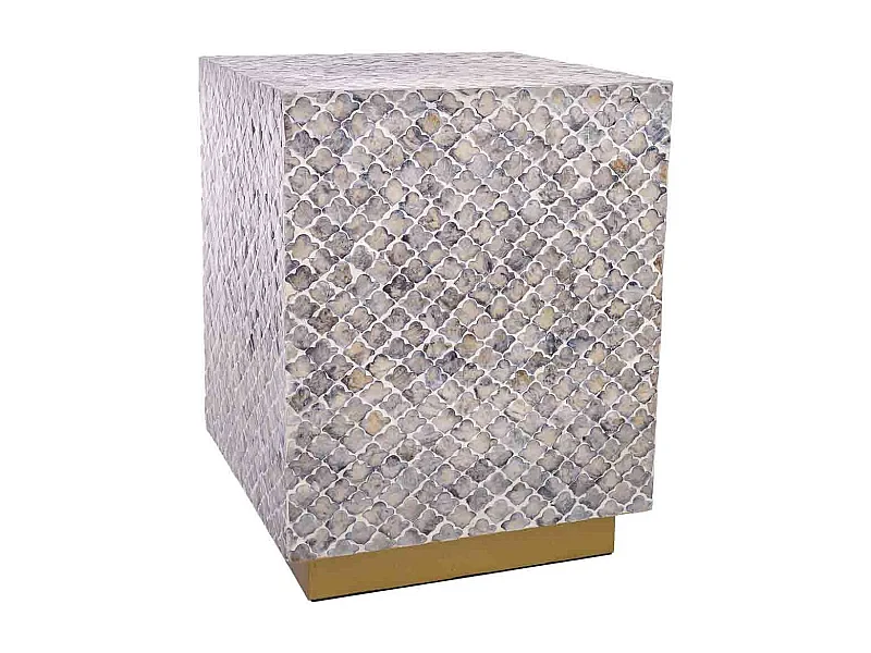 Sgabello in legno e capiz grigio