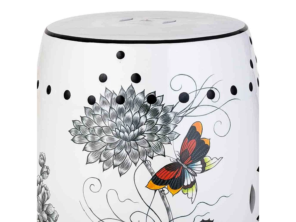 Sgabello in ceramica bianca