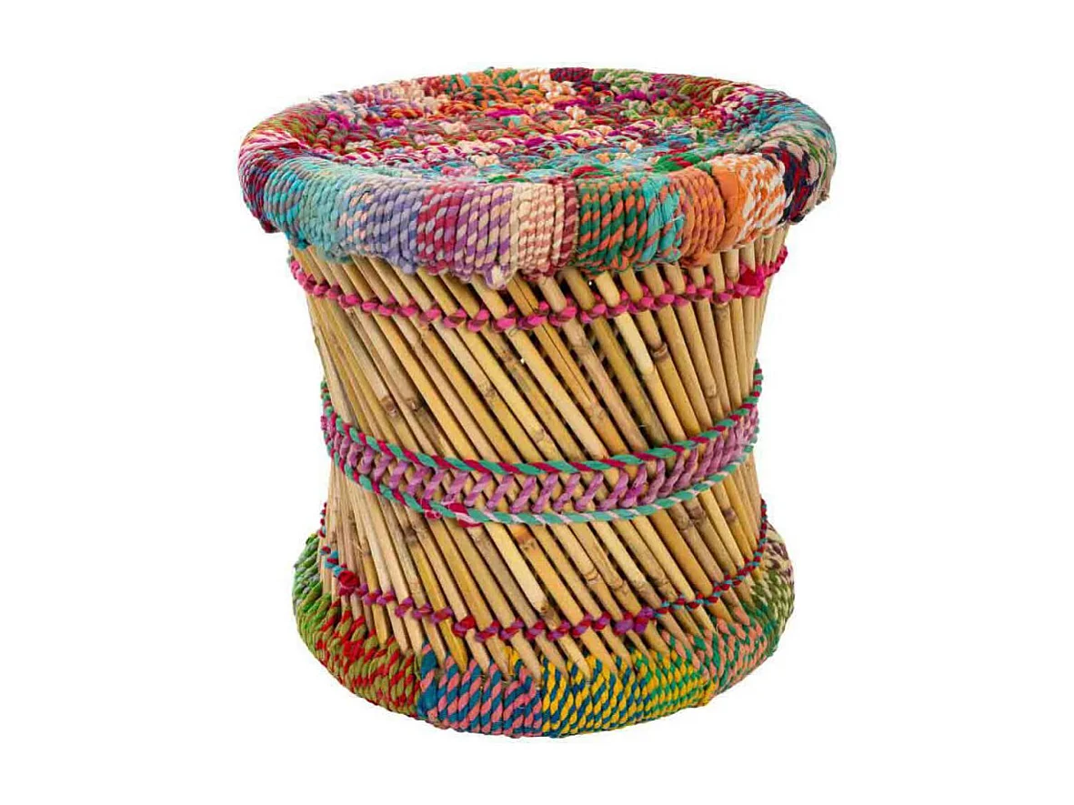 Set di 2 sgabelli in bambù multicolore