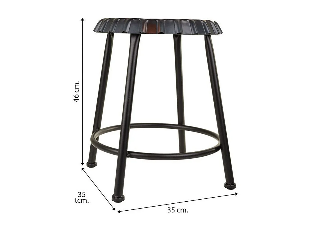 Ronde zwarte metalen kruk