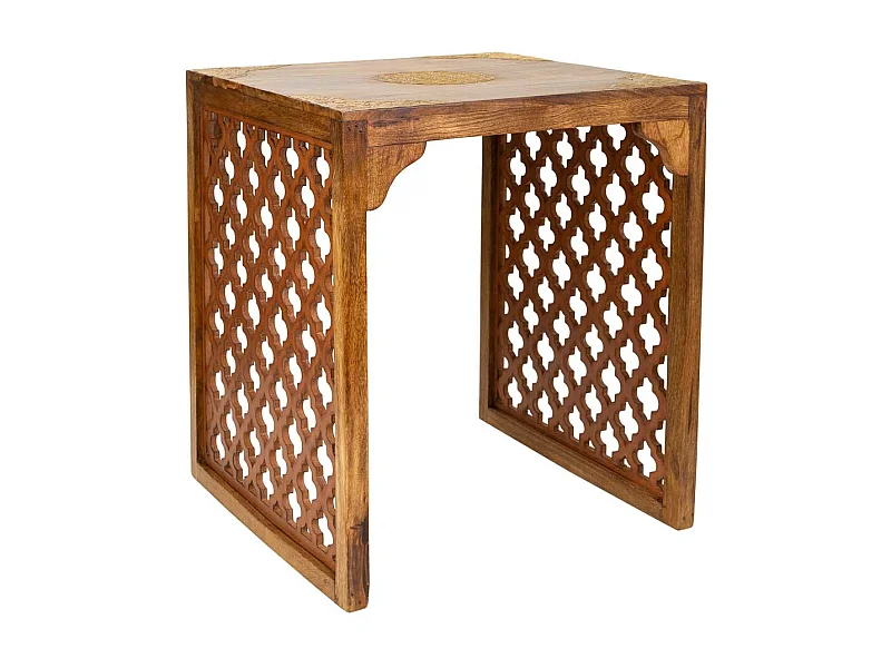 Banqueta de madeira e metal