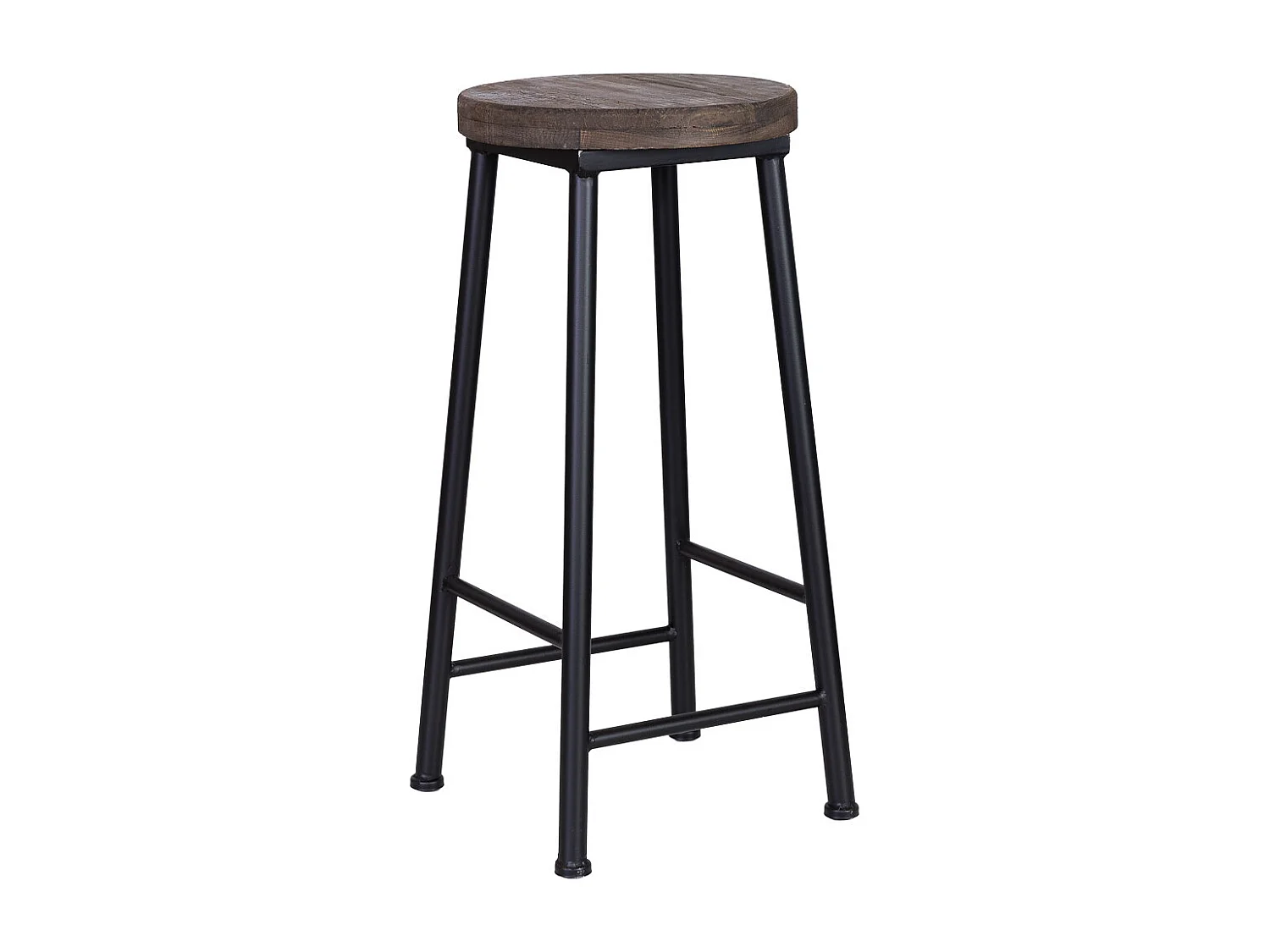 Sgabello in legno e metallo, marrone