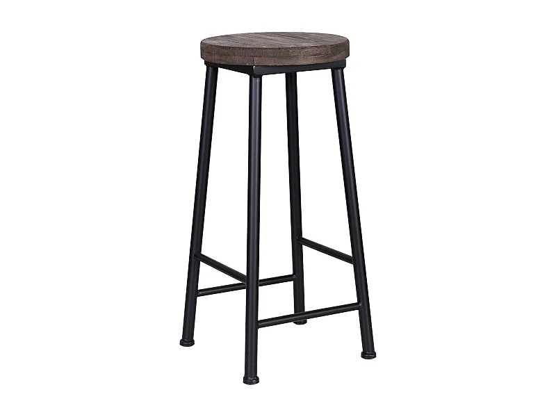 Sgabello in legno e metallo, marrone