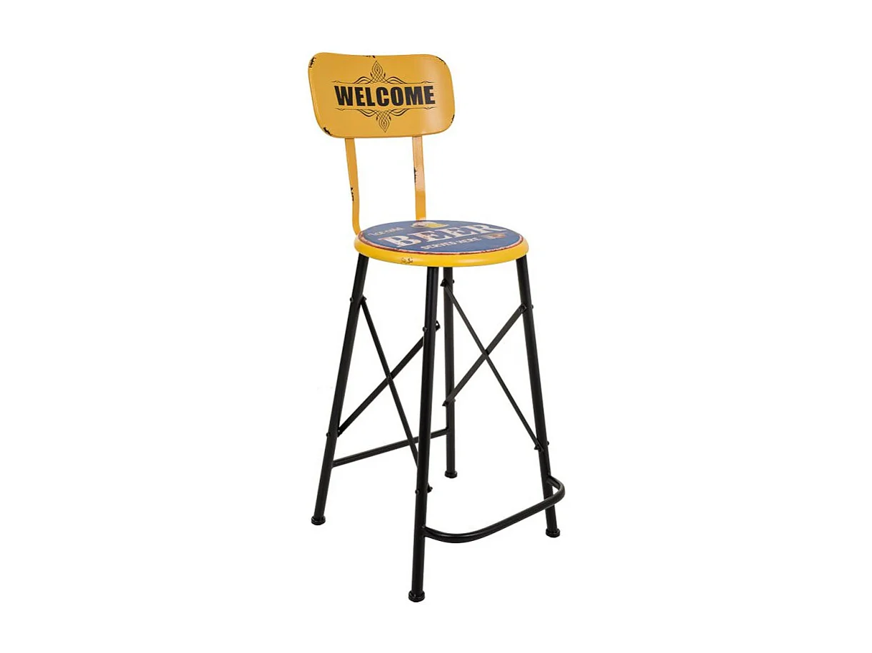 Sgabello alto in metallo giallo