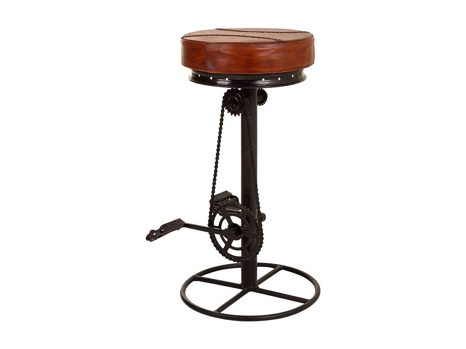 Sgabello in metallo e pelle