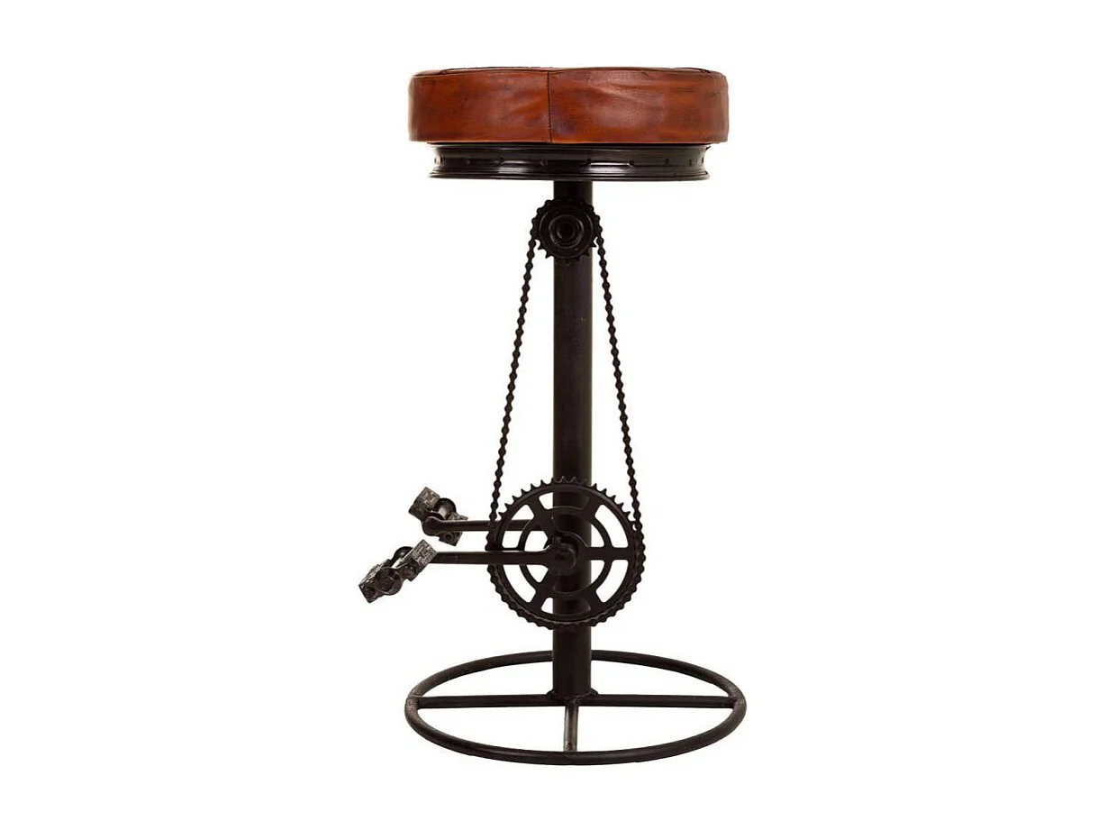 Sgabello in metallo e pelle