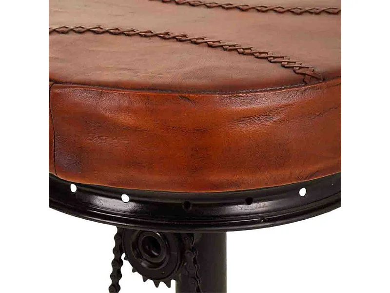 Sgabello in metallo e pelle