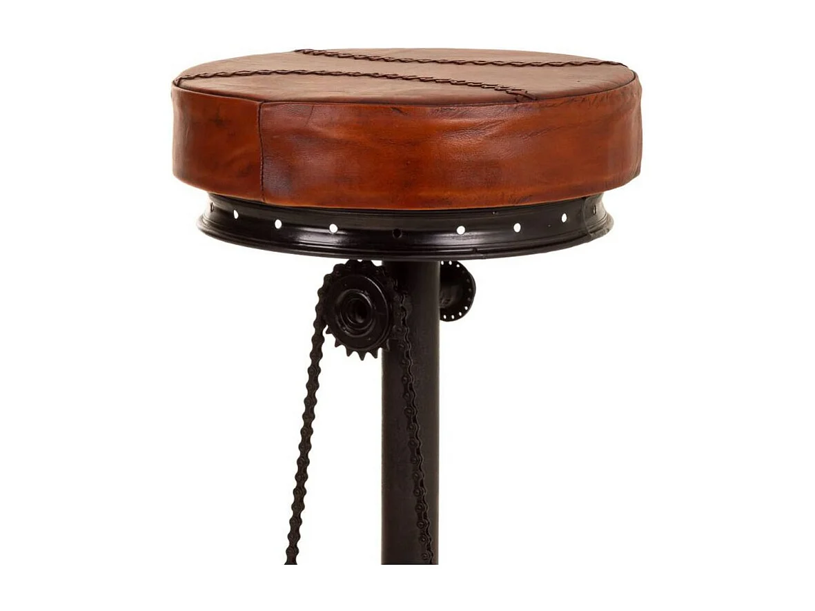 Sgabello in metallo e pelle