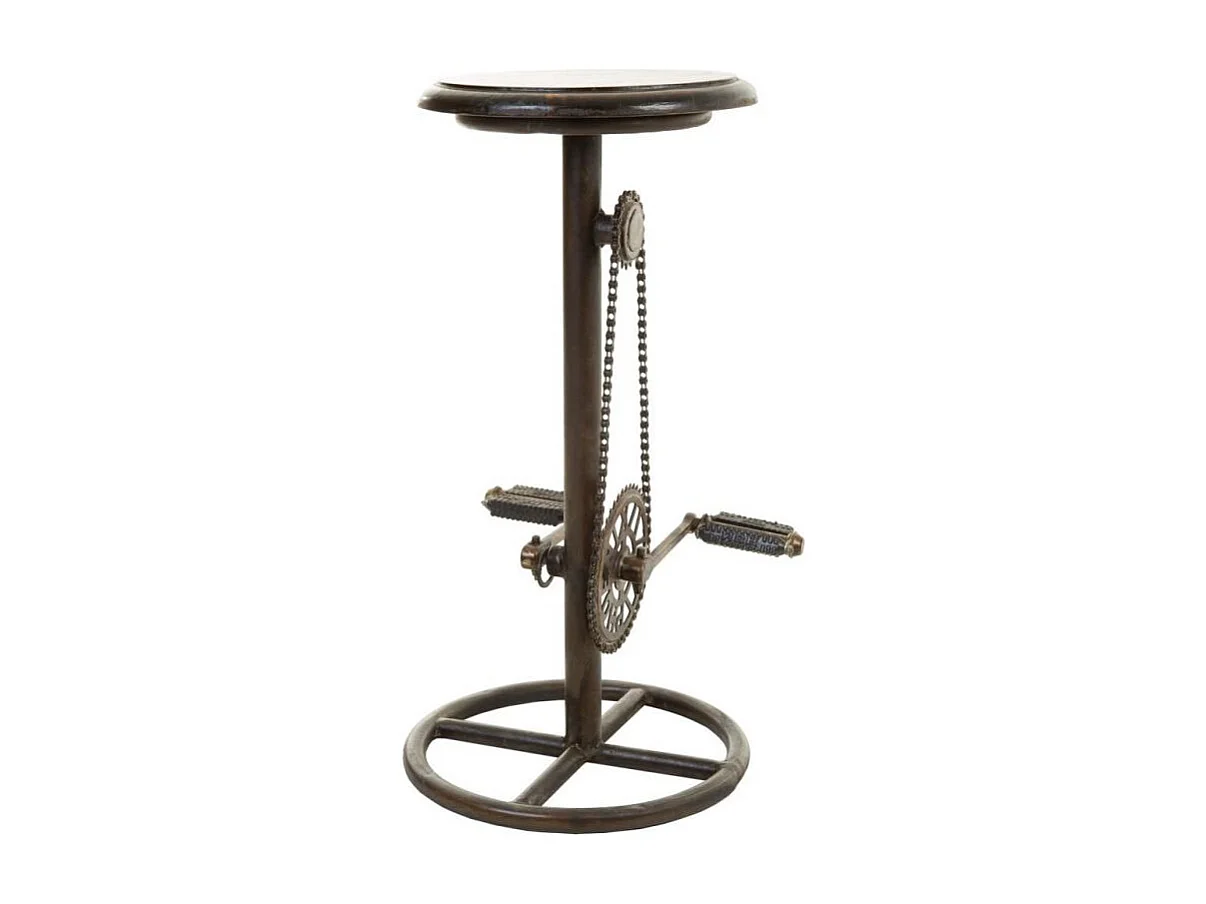 Sgabello in metallo nero e legno