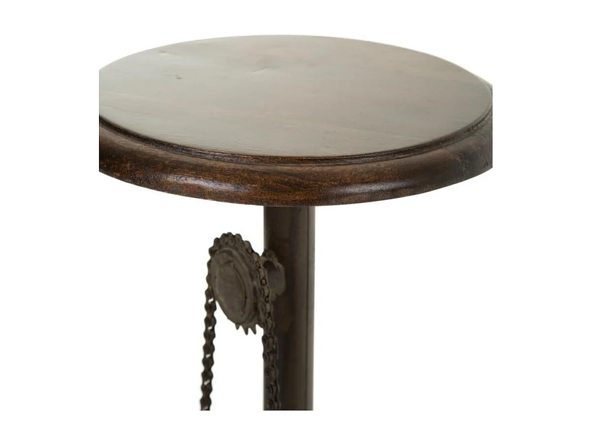 Sgabello in metallo nero e legno