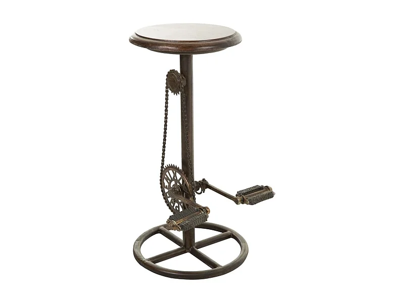 Sgabello in metallo nero e legno