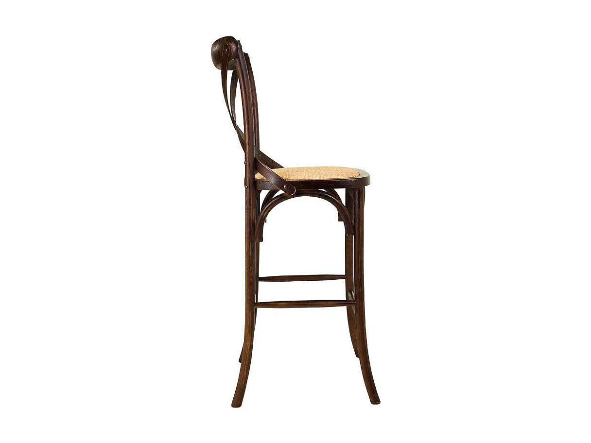 Sgabello in legno e seduta in rattan