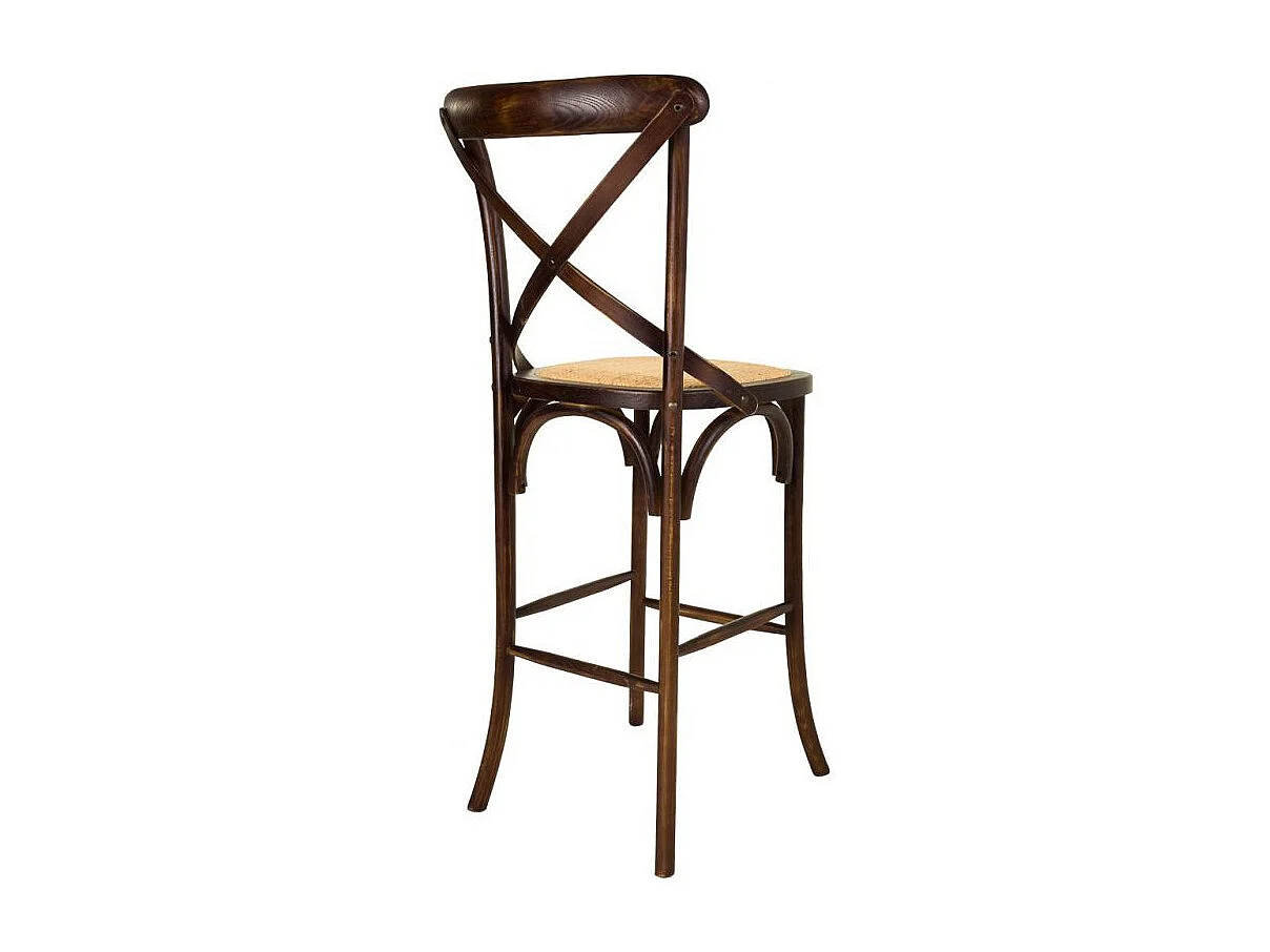 Sgabello in legno e seduta in rattan