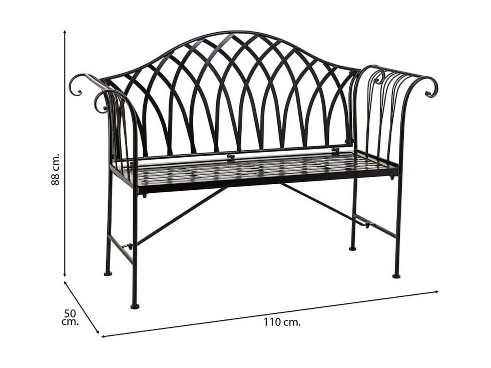 Zwarte smeedijzeren bank voor thuis