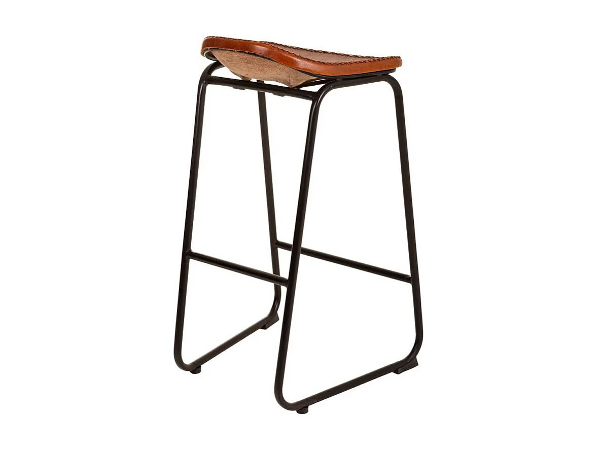 Sgabello in metallo e pelle