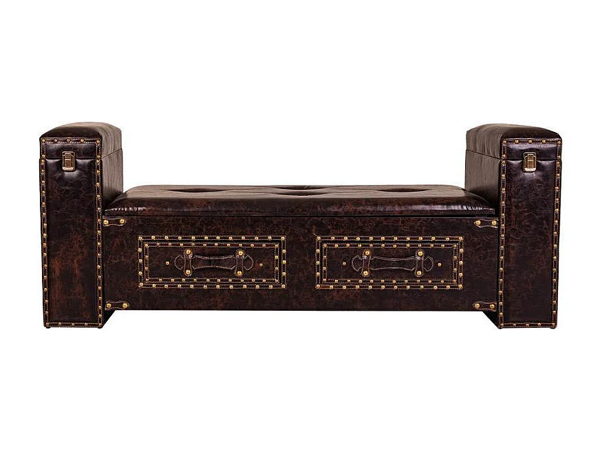 Kunstleren bank met lades