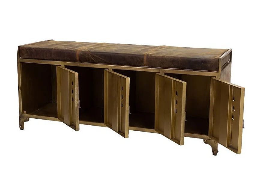 Panca in metallo e pelle