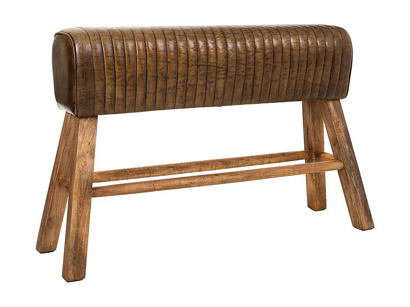 Houten en leren bank