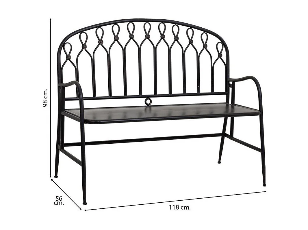 Zwarte metalen bank voor thuis