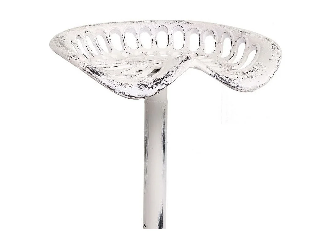 Banqueta de madeira e metal laqueado branco