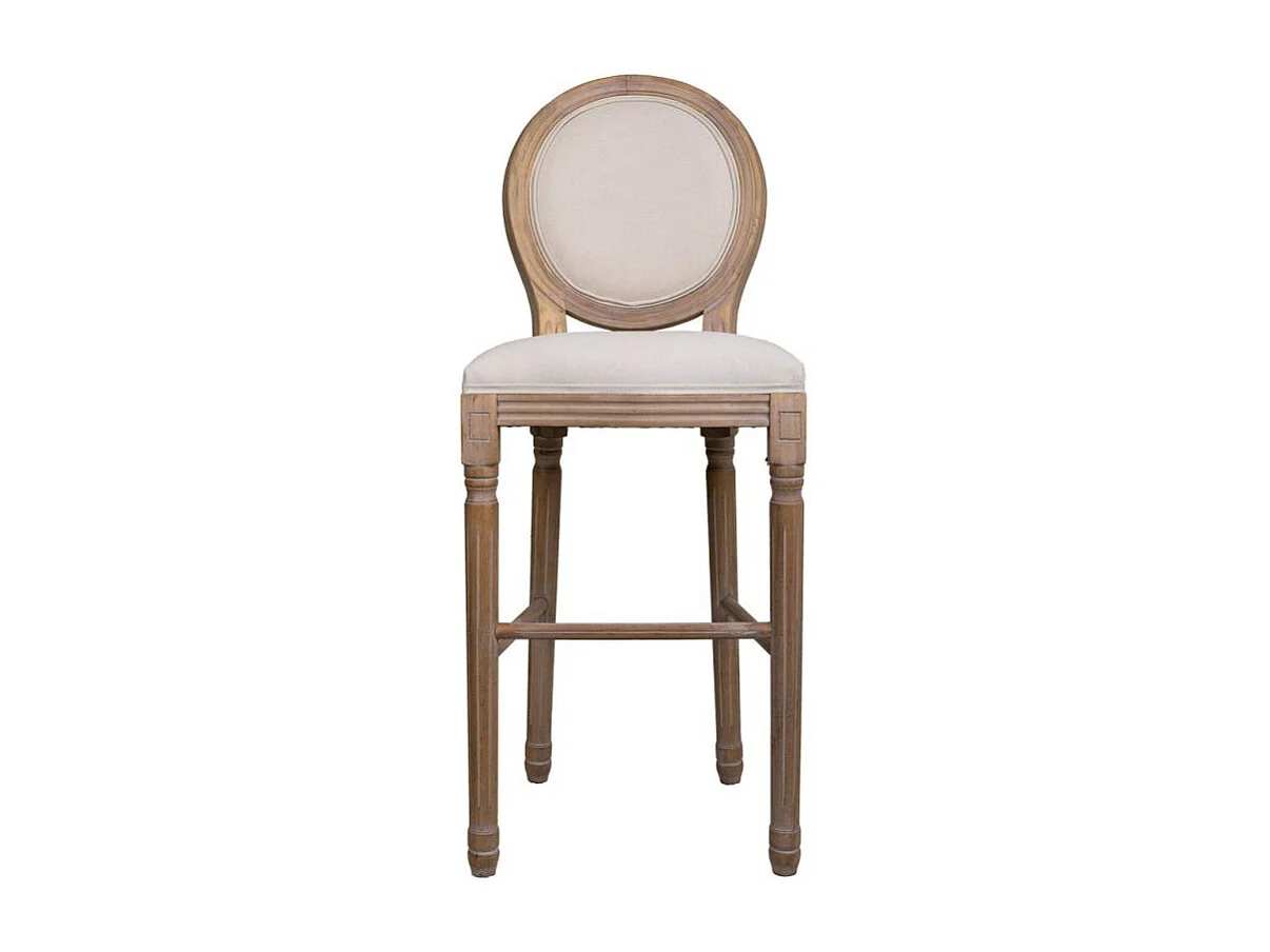 Sgabello in legno con rivestimento color crema