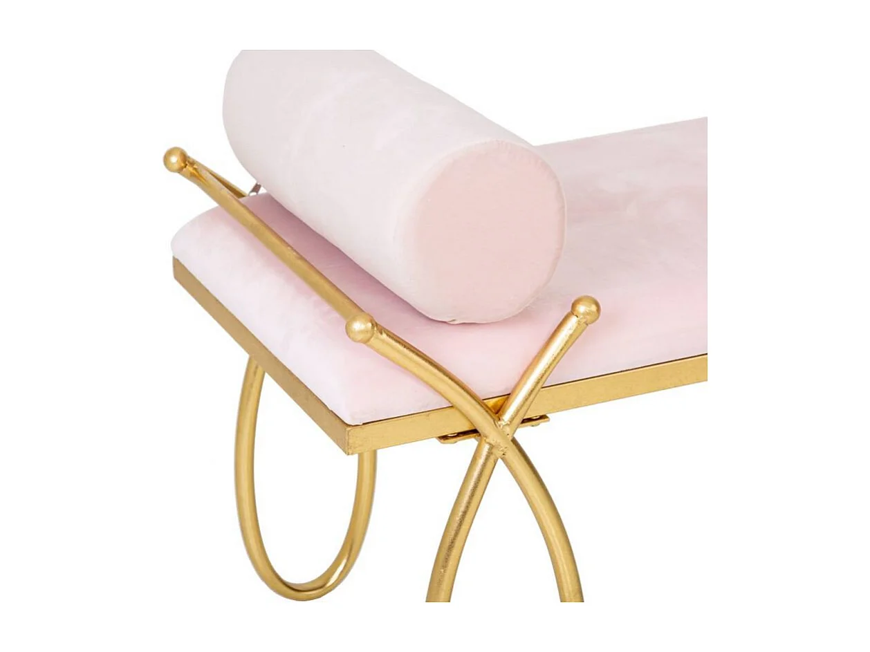 Set di panche in velluto rosa e metallo dorato