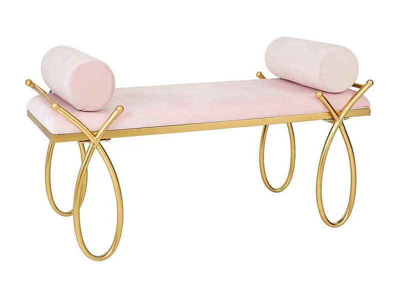 Bankenset van roze fluweel en goudkleurig metaal