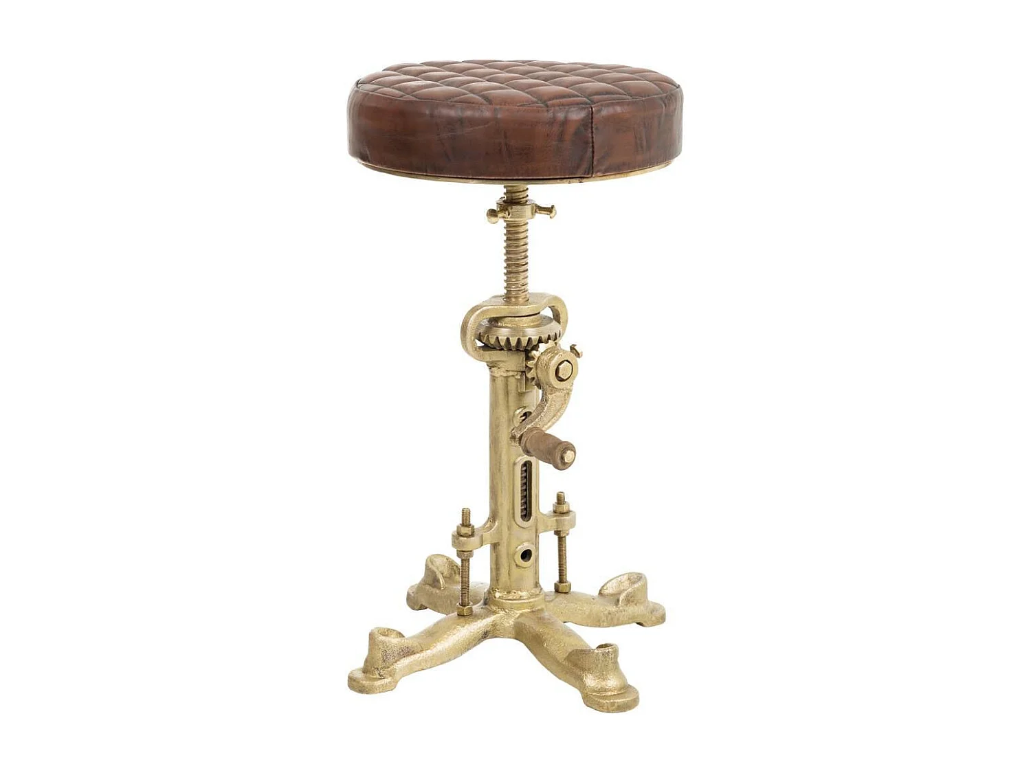 Sgabello in metallo e pelle