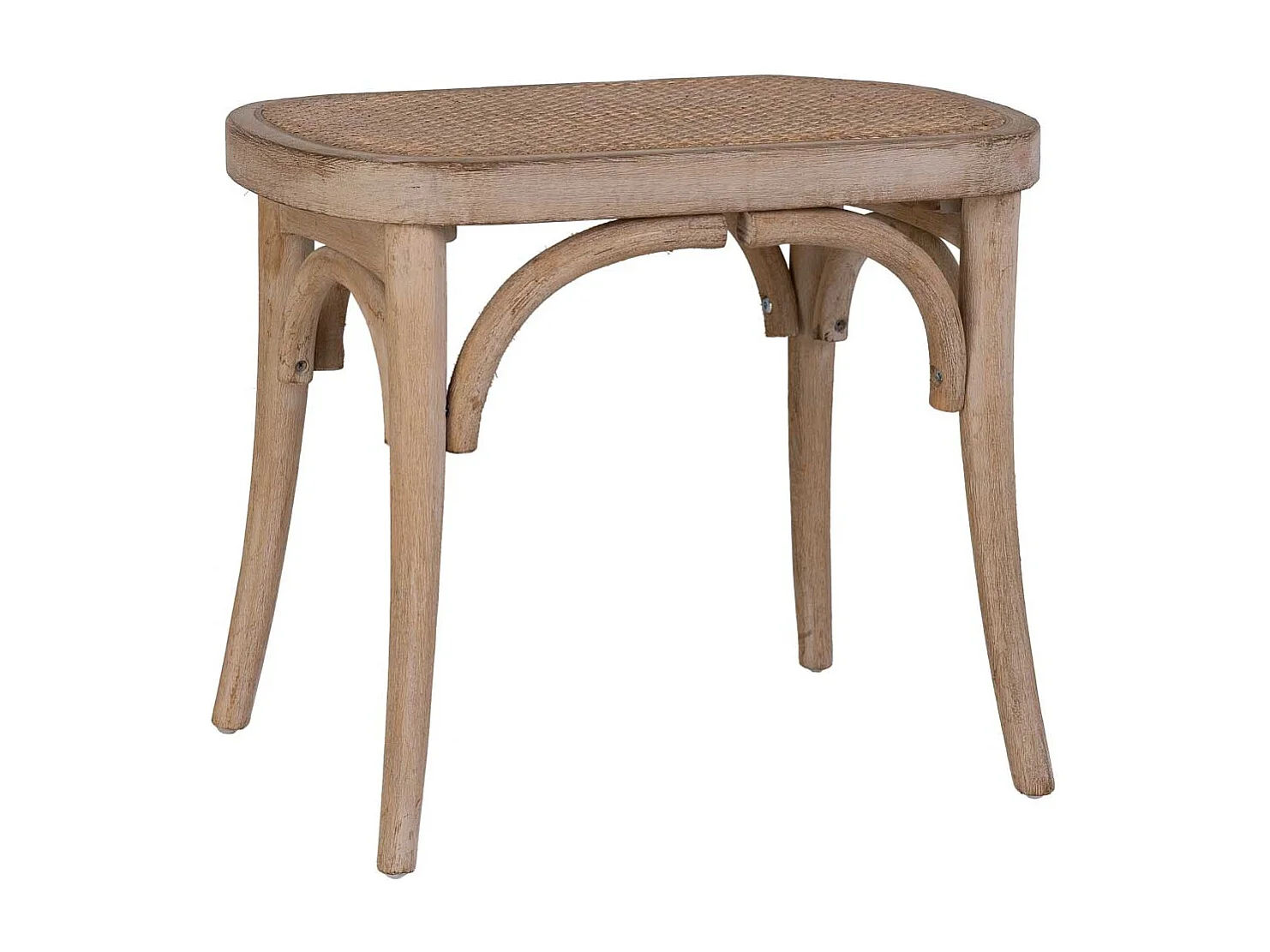 Panca in legno con seduta in rattan, marrone