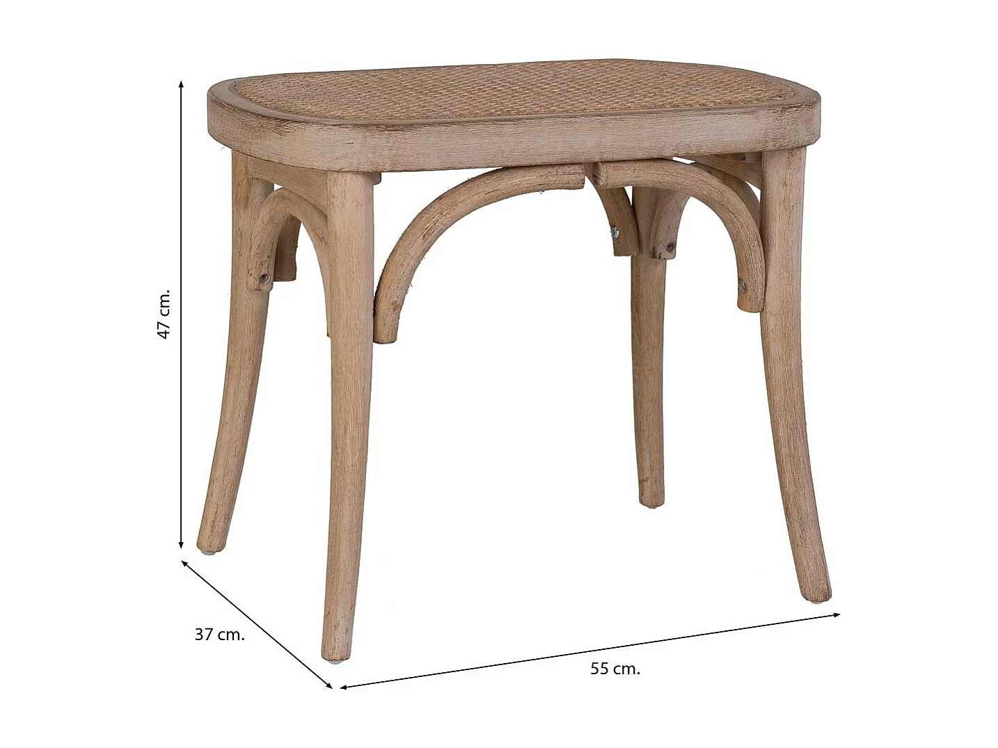 Panca in legno con seduta in rattan, marrone