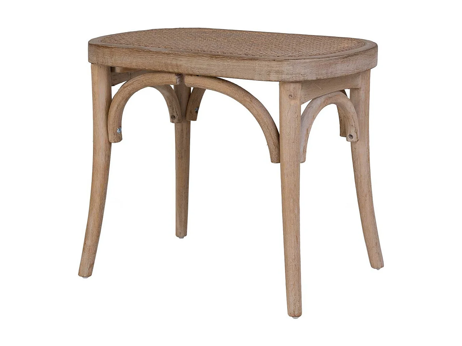 Panca in legno con seduta in rattan, marrone