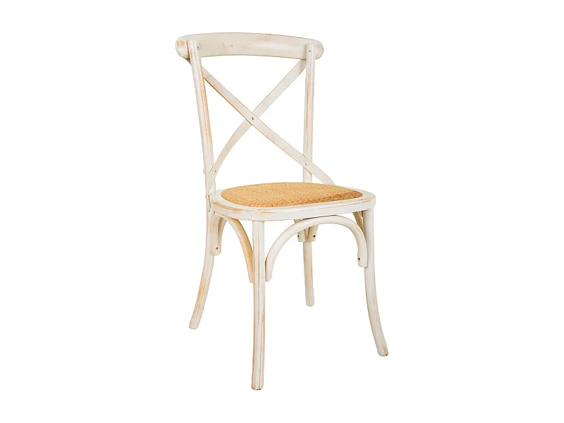 Silla de madera y asiento de ratan