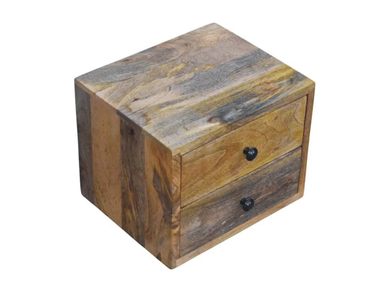 Artisan Furniture Solis vægmonteret sengebord med 2 skuffer, naturlig egetræsfinish, brun.