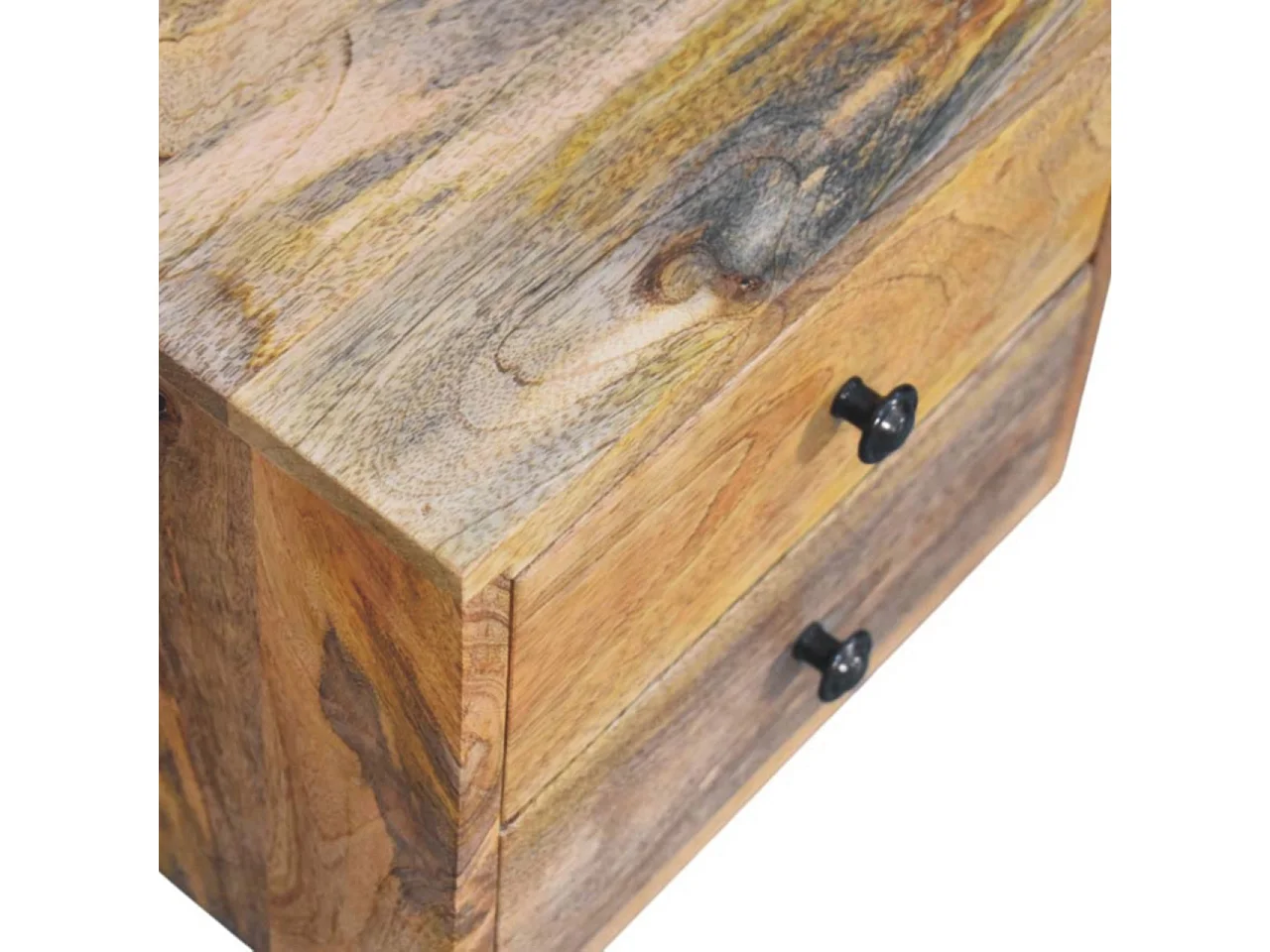Artisan Furniture Solis vægmonteret sengebord med 2 skuffer, naturlig egetræsfinish, brun.