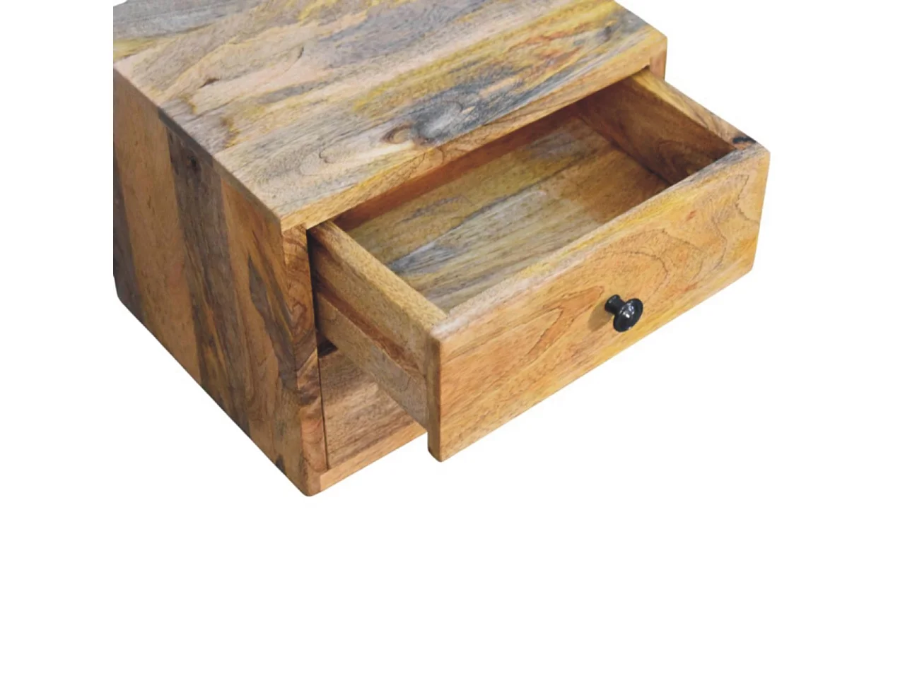 Artisan Furniture Solis vægmonteret sengebord med 2 skuffer, naturlig egetræsfinish, brun.
