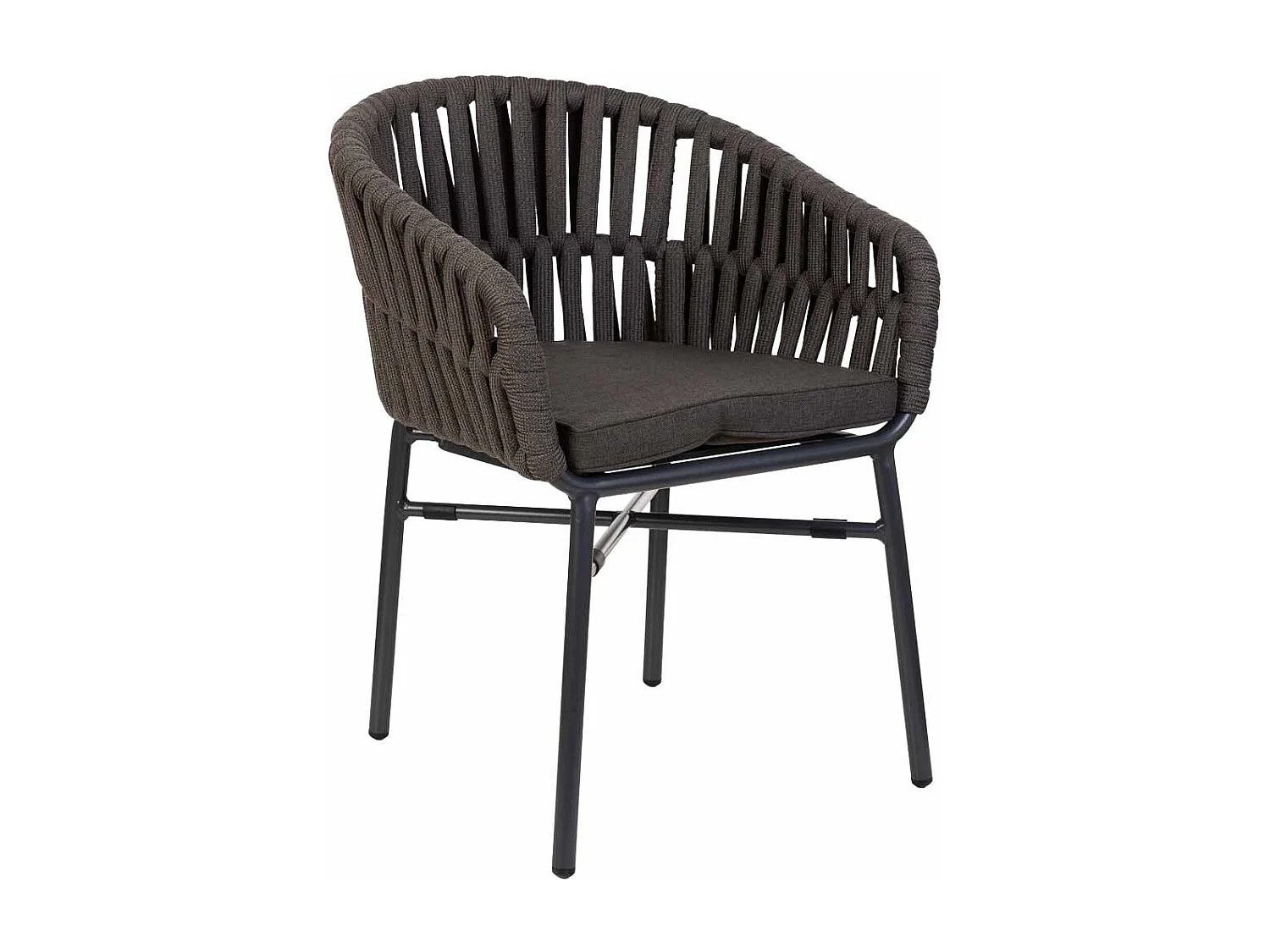 Silla de aluminio con cuerda blanca gris