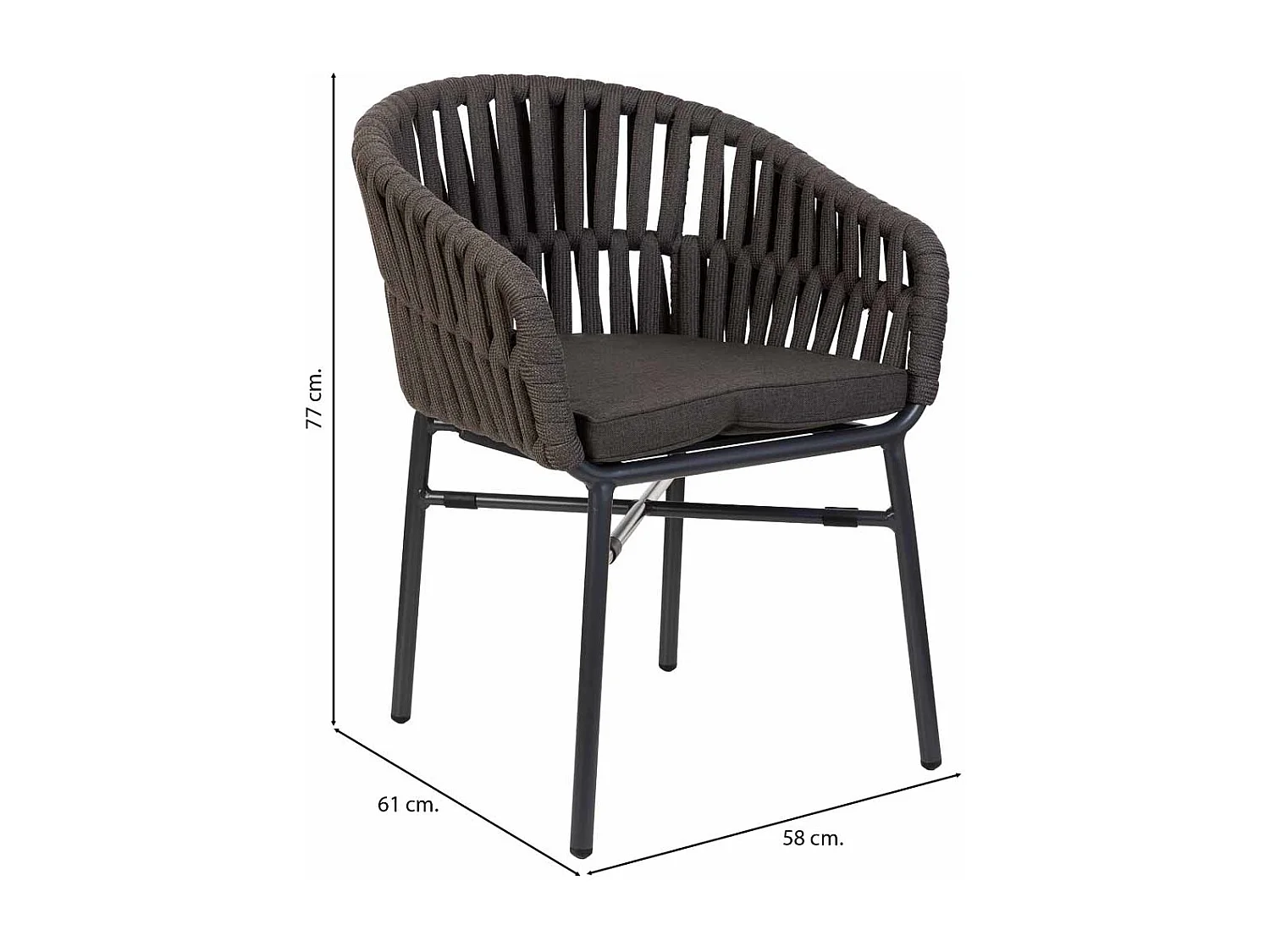 Silla de aluminio con cuerda blanca gris