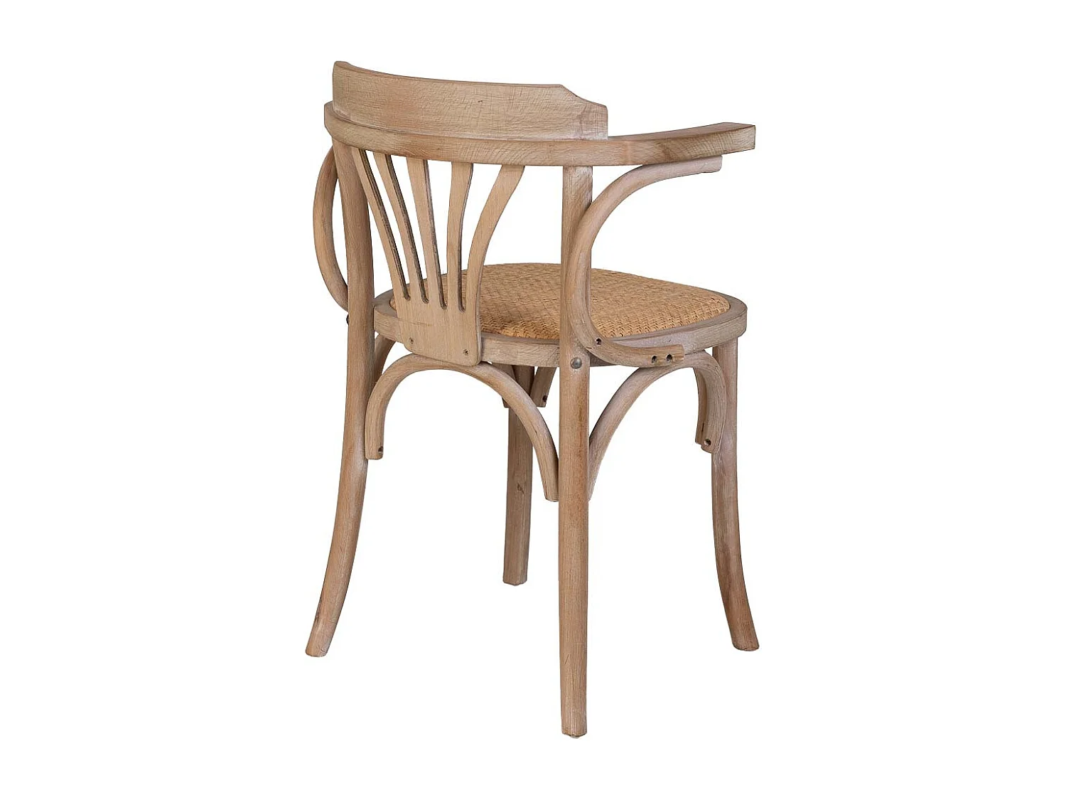 Houten stoel met rotan zitting, bruin