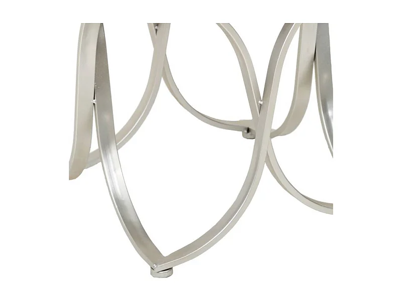 Zilverkleurige metalen gestoffeerde bank