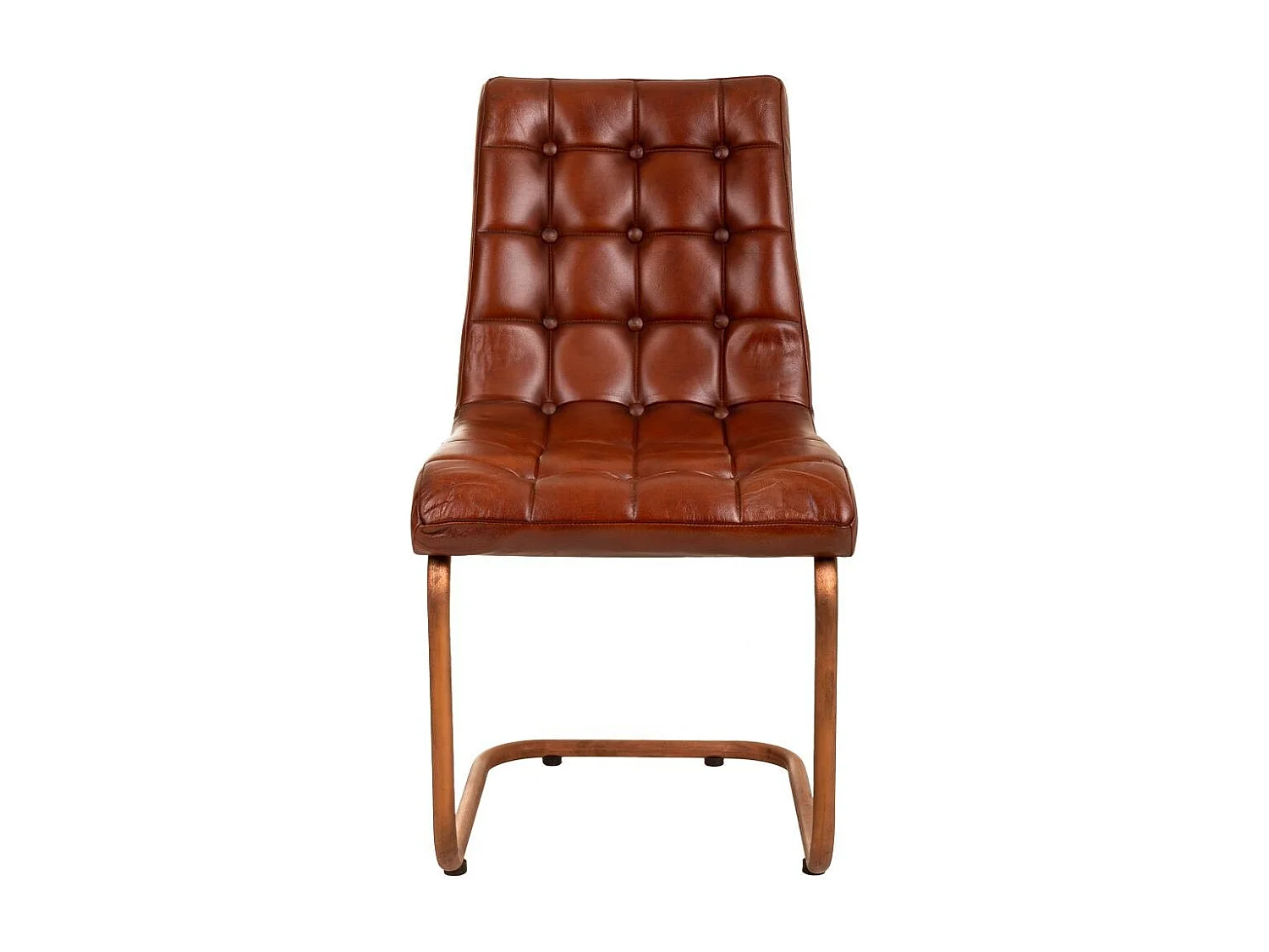 Sedia in metallo e pelle, marrone